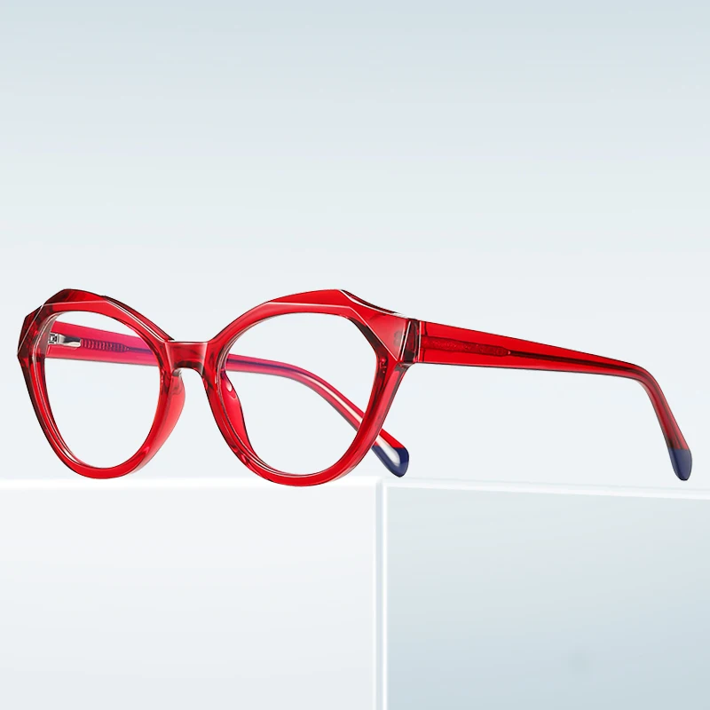 CLLOIO Stylish Polygonal Crystal Cut Edge Frame Women Anti Blue Light Reading Glasses Customizable Prescription Myopia Hyperopia