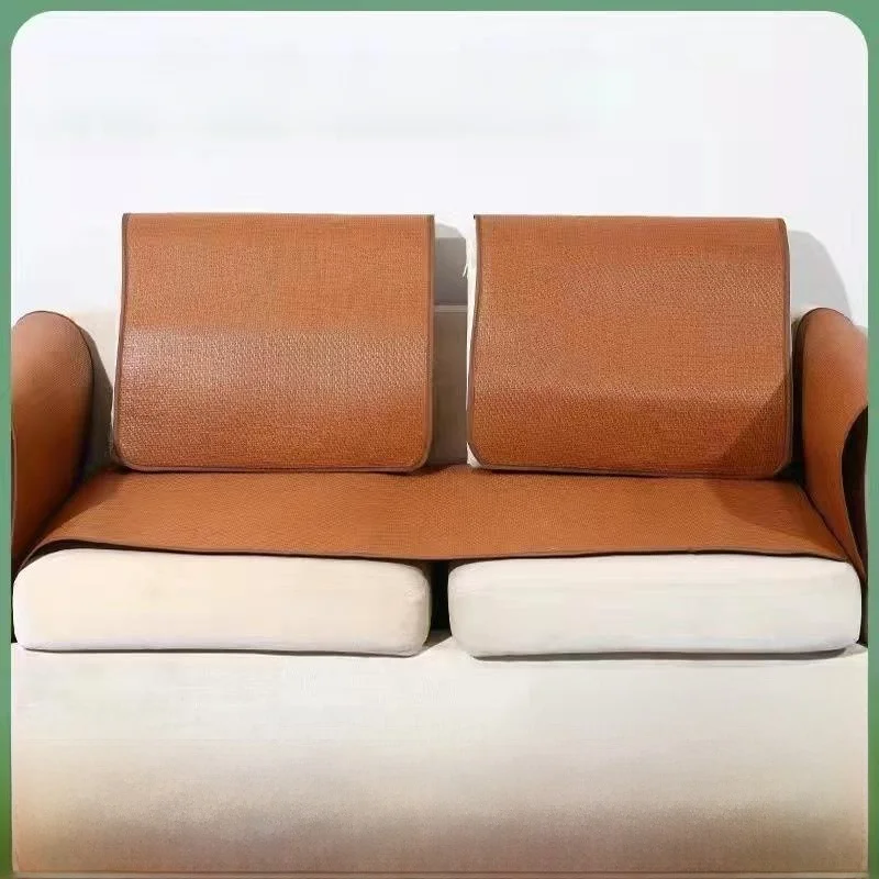 Non-stick Hair Sofa Cushion Summer Cool Mat Single Person Couch Pad Home Decor Stripe Pattern New Chinese Style Dust Cover