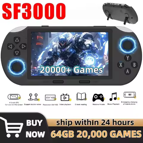 Sf3000 Retro Game Console 20000 Games Sf3000 Handheld-Gameplayer Sf3000 4.5 Inch Ips Screen Portable Consoles For Ps1 Sfc Gift