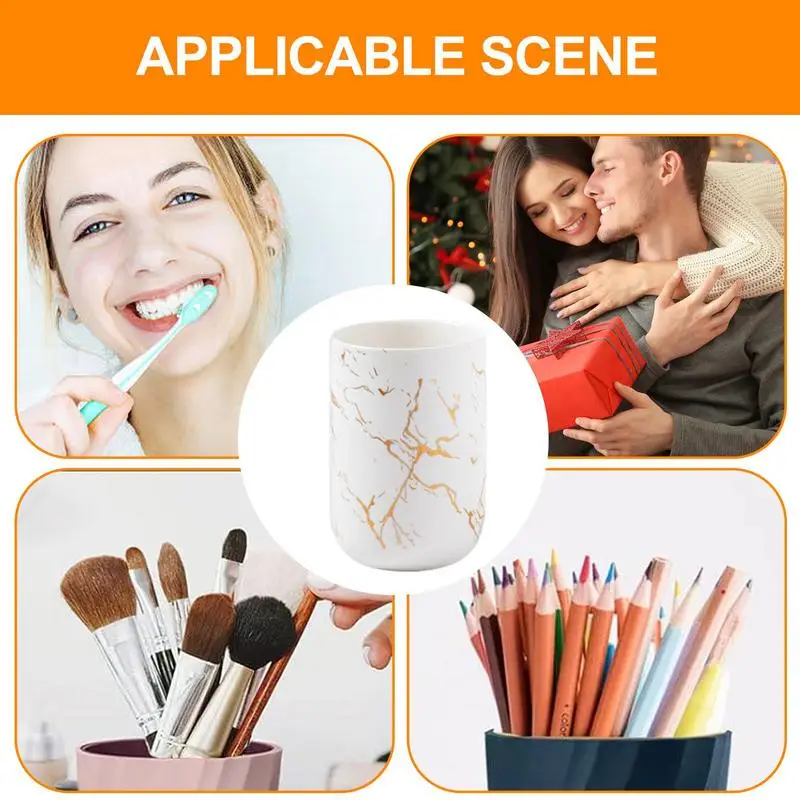 Ceramic Toothbrush Cup Complete Luxury Ceramic Bathroom Accessories Holder Case Comfortable Grip Storage Bath Kit Organizer