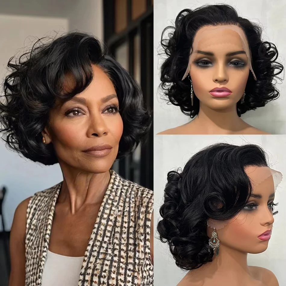 

Loose Deep Body Wave Human Hair Wig 13x4 Lace Frontal Wig Pre Plucked Highlight 4/27 Hair Short Bob Wig 250% Density