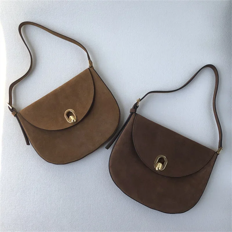 Niche design Savette tondo hobo Ladies anti-fur minimalist commuter shoulder underarm bag phone bag