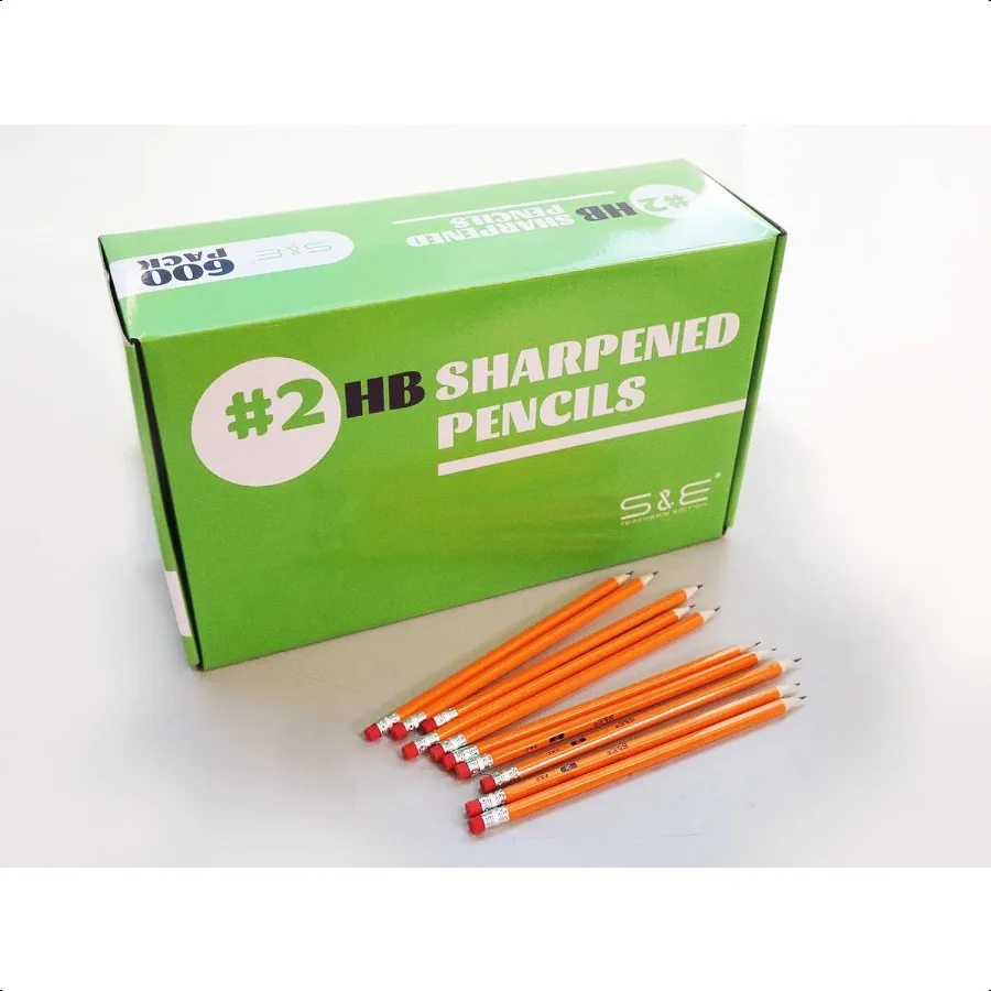 Woodcased 2 Pencils Presharpened Yellow with Erasers 2 HB Lead Bulk Box No. 2 Pencil Back to school 600Pcs