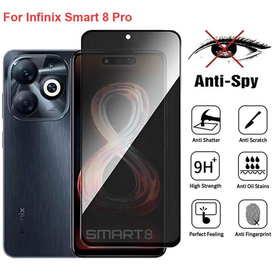 For Infinix Smart 8 Pro X6525B Anti Spy Privacy Tempered Glass Screen Protector Compatible For Infinix Smart8 Pro Phone Film