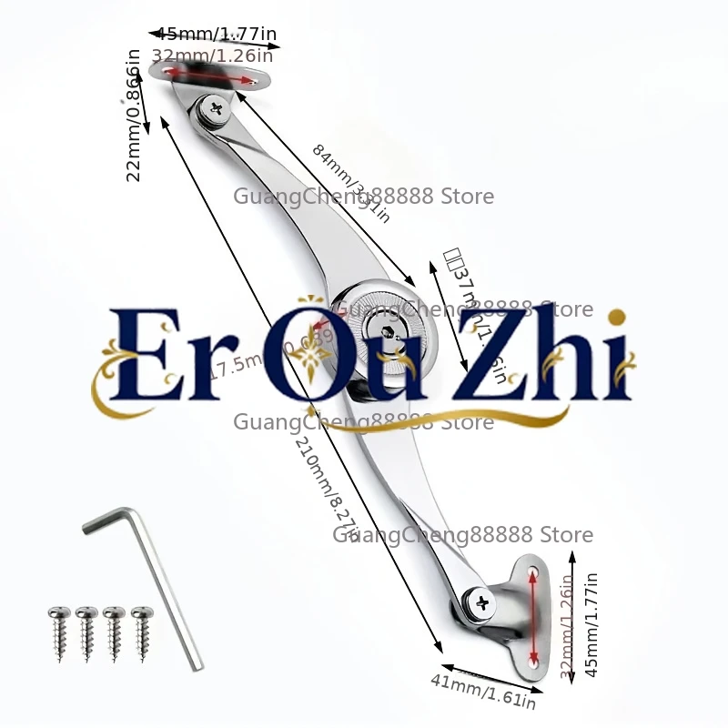 Lid Support Hinge, Folding Lid Stay Hinge, Lid Lift Up Stay Buffer Damper for Kitchen Cabinet Door Cupboard Toy Box