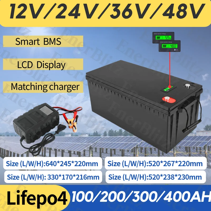 

EB__12V 200AH 300AH 400Ah 24V 150Ah 200Ah 36V 48V 100Ah Lifepo4 lithium battery eu deep cycle for car audio solar system boat