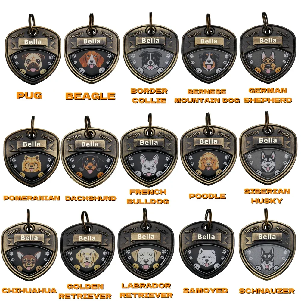 New Personalized Pet Name Tags Copper Dog Cat Anti-lost Name Collars Tag  Husky Pug Collar Kitten Puppy Nameplate Pet Supplies