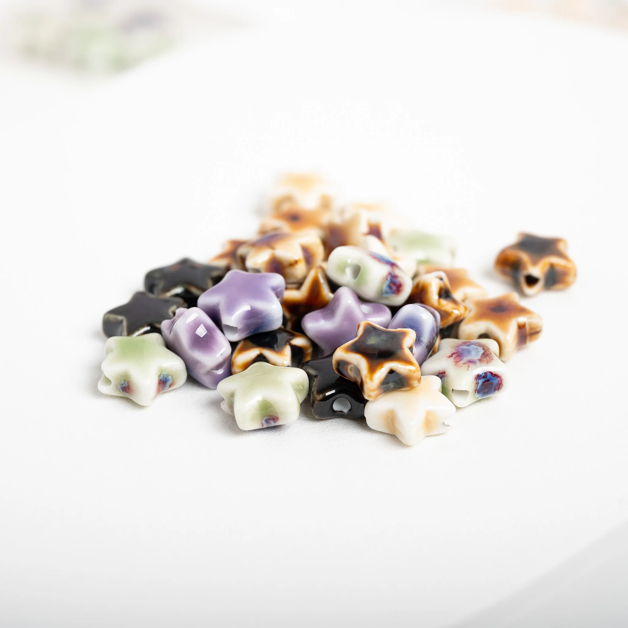 Solid Color Star Ceramic Beads Minimal Style DIY Jewelry Loose Beads for Bracelet Necklace 10pcs TCZ1358
