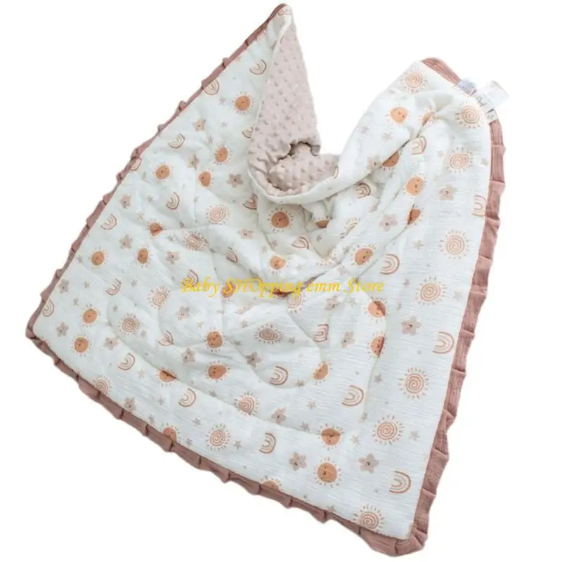 23GD Baby Throw Blanket Quilt with Delicate Lace Edging for Toddlers Crib Strollers