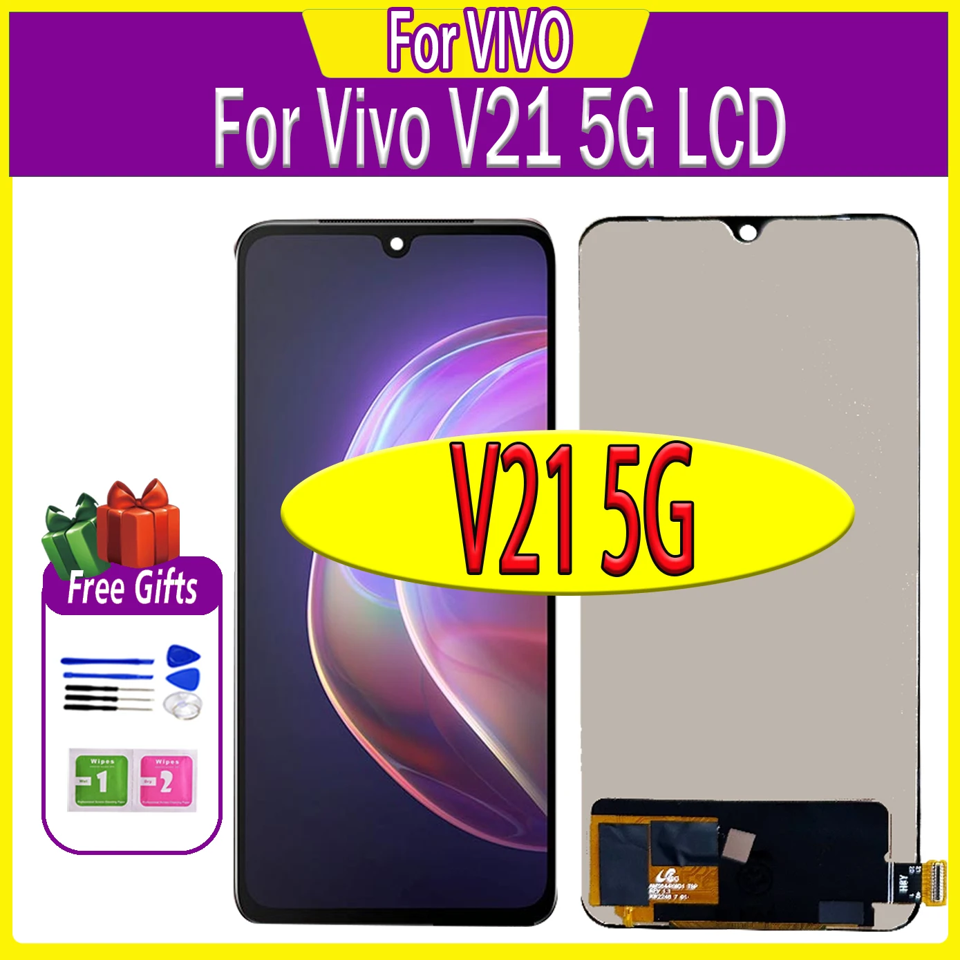 

High Quality Display Screen For Vivo V21 5G LCD V2050 Assembly Repair Parts Display Touch Screen Digitizer Replacement