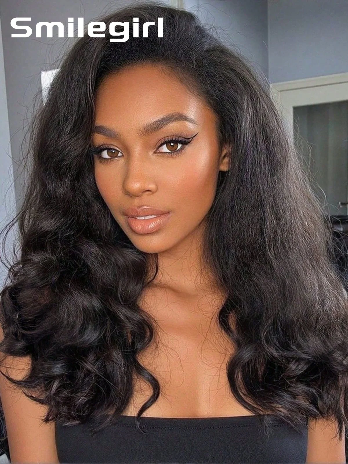 

16-38 Inch Flexible Fit 3 In1 Half Wig Kinky Straight Half Wig 200 Density With Drawstring Natural Hairline Seamless Glueless Human Hair Wig