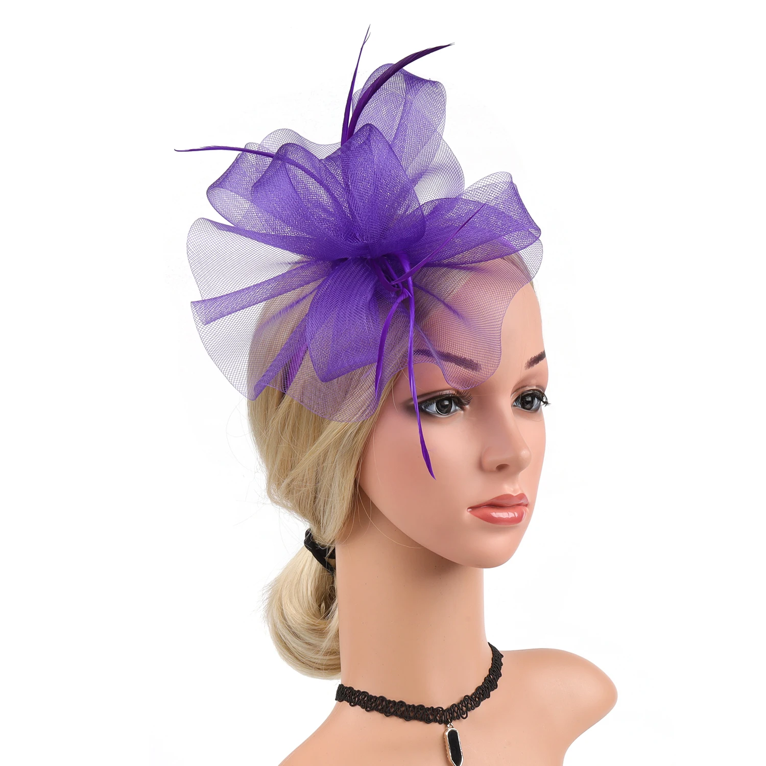 Fascinators Feather Womens Mesh Headwear Flower Derby Hat per Cocktail Wedding Headband elegante Clip Wedding Bridal Tea Party