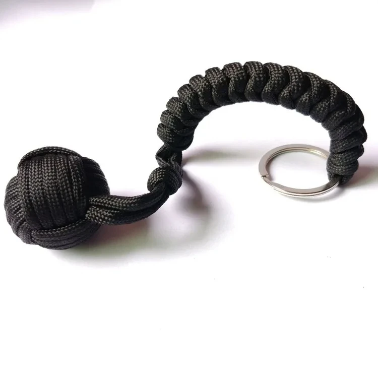 Outdoor zelfverdediging paraplu touw, Monkey Fist stalen kogel, Paracord Survival sleutelhanger, Outdoor veiligheidsbescherming accessoires