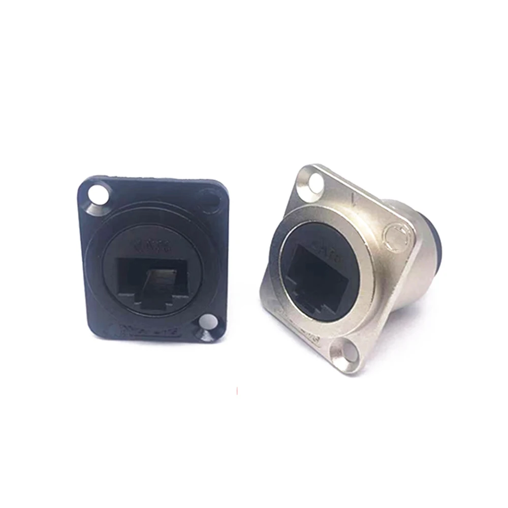 1Pcs D Type RJ45 Connector CAT6 Female to Female Metal RJ45 Socket Ethernet Signal Digital Connector Panel Mounting