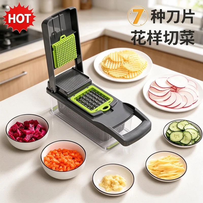 16 In 1 Multifunctional Vegetable Cutter, Dicer Shredder Slicer for Potato & Fruit, Manual Kitchen Food Prep Tool