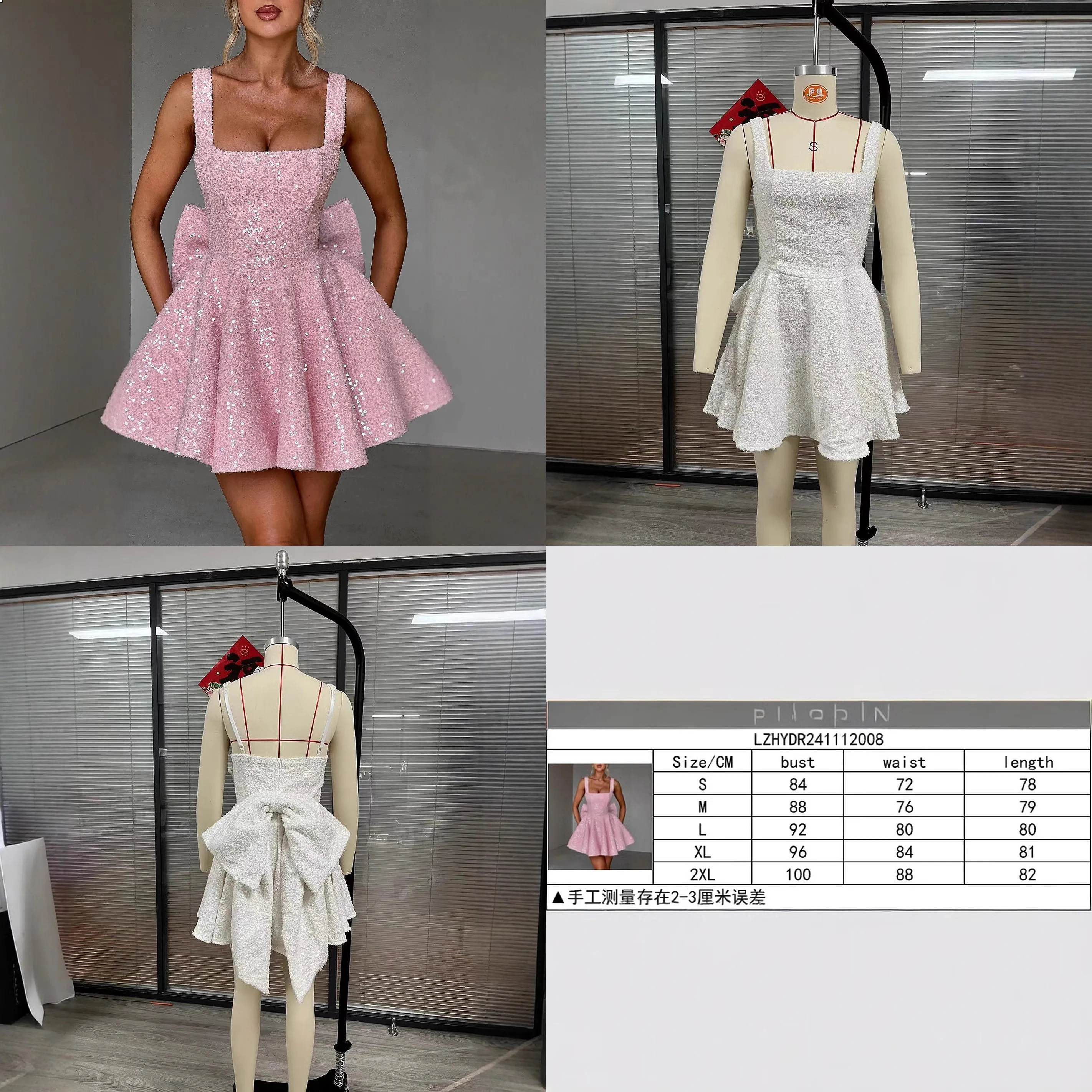 

Sexy U Neck Bow Dress Glossy A Line Dresses Sexy Women Spring Summer Evening Dresses