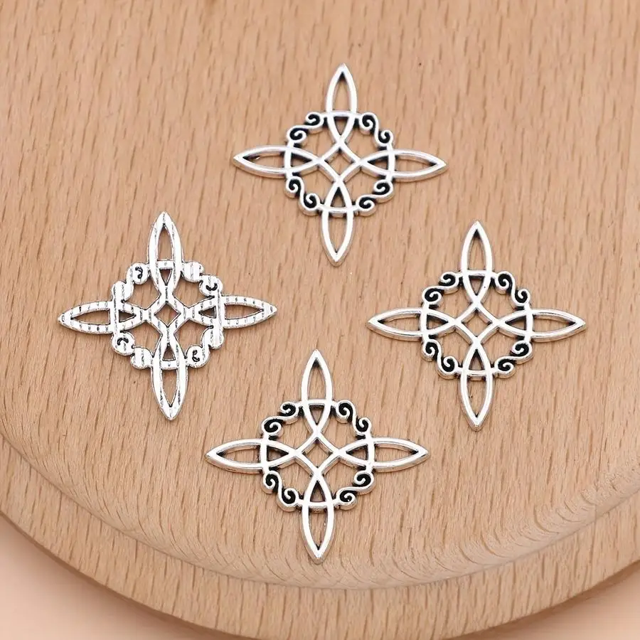 1/5/10/20/50/100pcs Silvery Big Witch Knot Charms Witchcraft Pendants for Jewelry Making Necklace Bracelet Handmade DIY Accessor