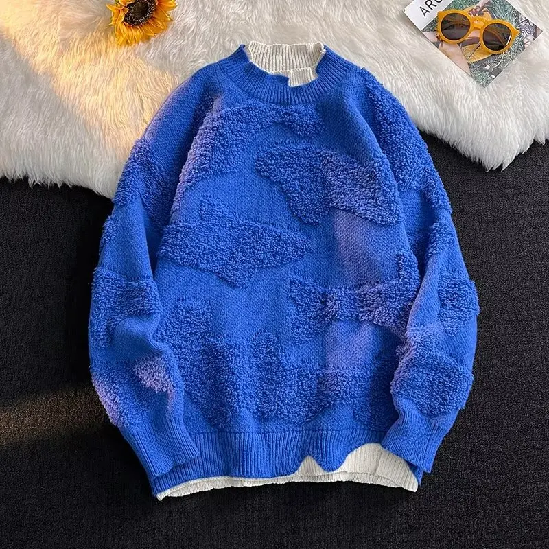 

Свободный круглый вязаный свитер Ne для пары, большой размер 250, японский Sle, искусственный мужской длинный бейсбольный свитер из двух частей...