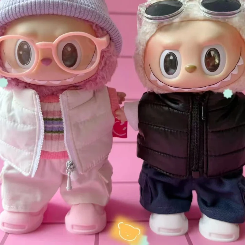 

Подходит для куклы Labubu 17 см, комплекты хлопковых жилетов, жилет, свитера, аксессуары, аксессуары для кукол, праздничные подарки, зимняя одежда