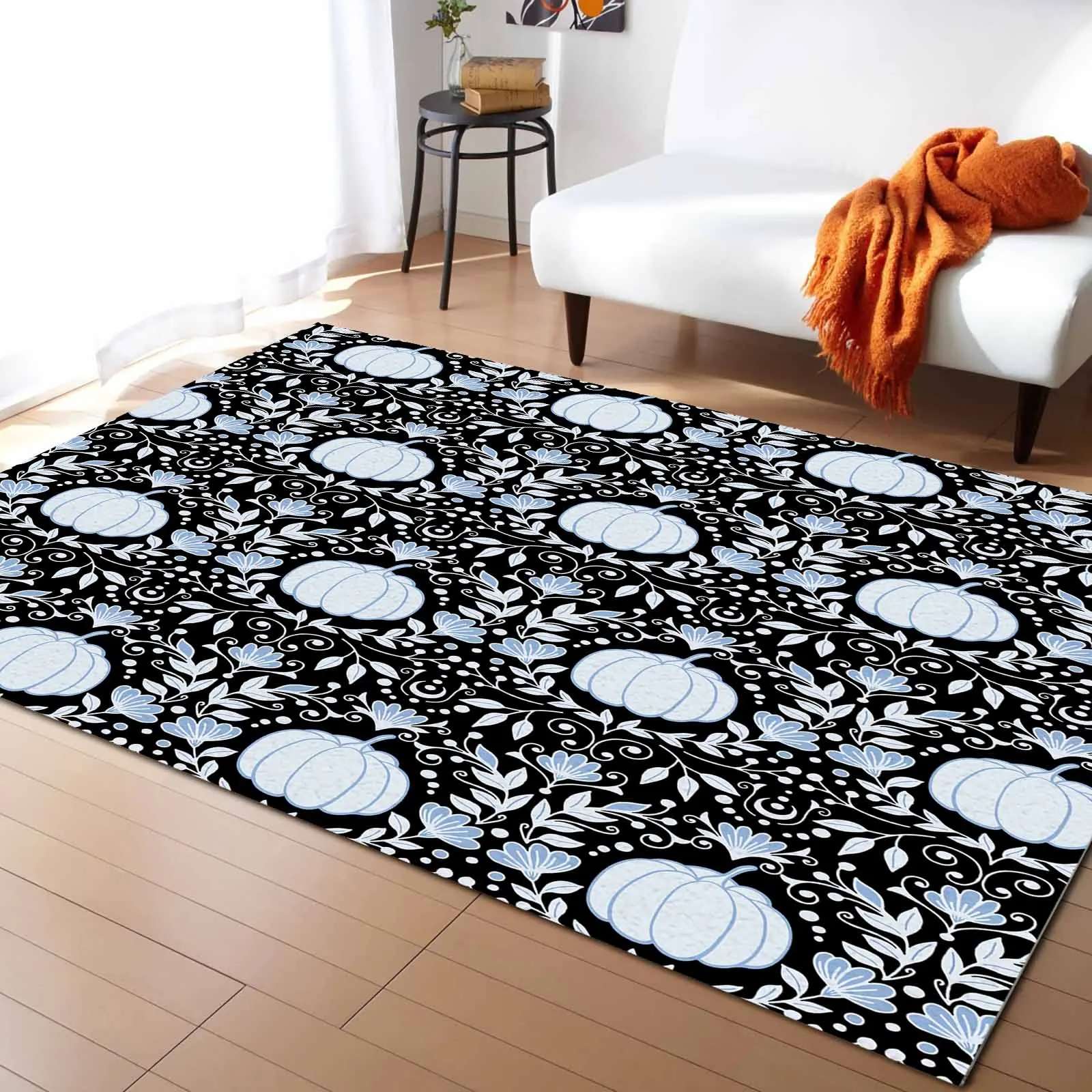 Pumpkin Flower Dots Carpet For Home Living Room Bedroom Bedside Decor Large Area Rug Teen Room Decor Carpet