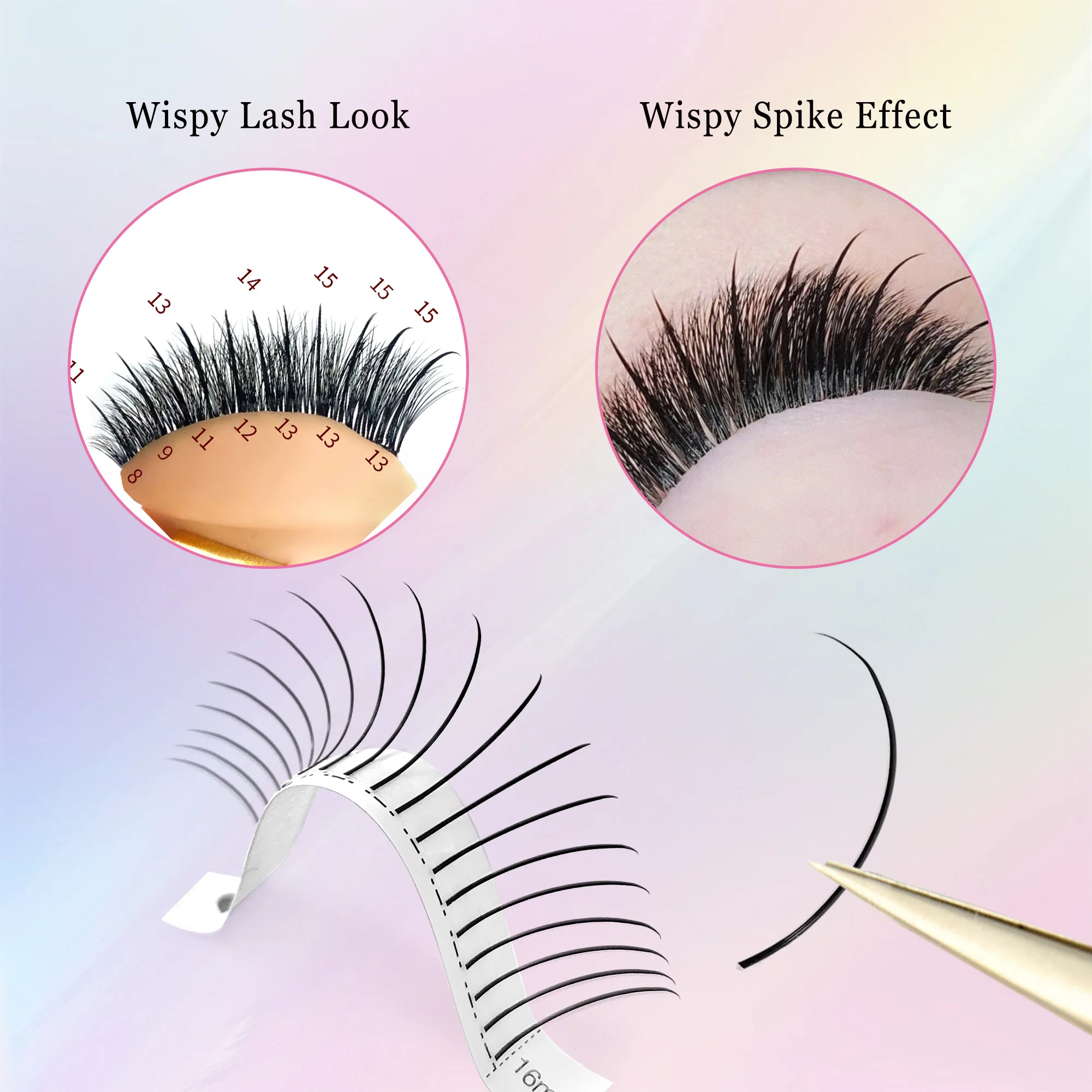 Spikes Wispy Eyelashes Extension A Shape Tapered Flat Base Fluffy Eyelash Mix 8-15mm/16-18mm Matte Cluster Make up Tools