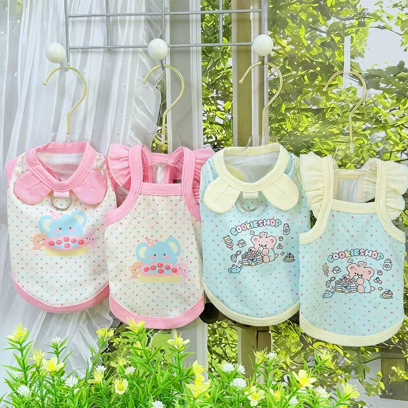 

Cartoon Pet Dog Clothes Pink Blue Animal Pattern Dog Vest Puppy Summer Clothes Breathable Cat Dog Suspenders Hoodie TShirt Vests