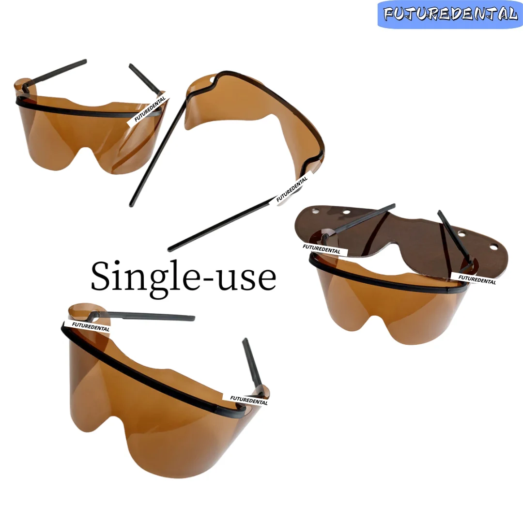 Disposable Brown Dental Protective Anti Fog Photopolymerization Protector for Dental Surgery, Whitening Safety Medical Goggles