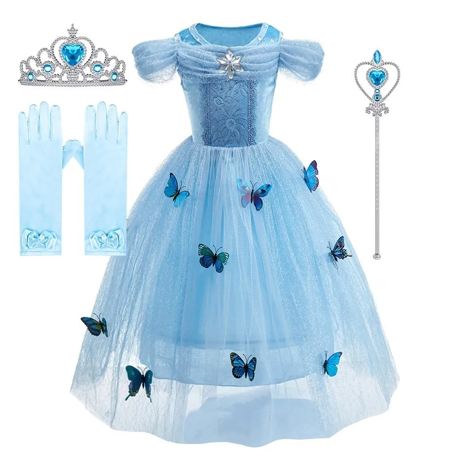 Costume Cosplay per bambini ragazza estate spettacolo paillettes fantasia bambini cenerentola vestiti di natale principessa compleanno vestito 3-10