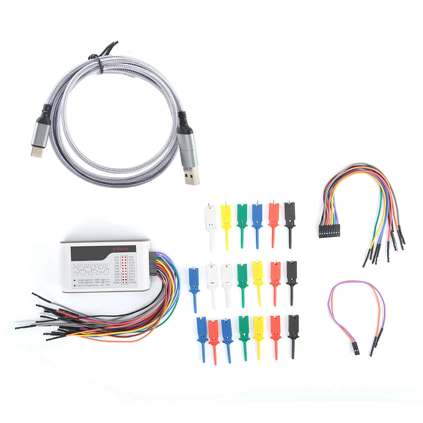 

Digital Analyzer 16 Channel Logic Analyzer Digital Logic Analyzer 100M Sample Rate 16 Channels Adjustable Threshold PWM Output