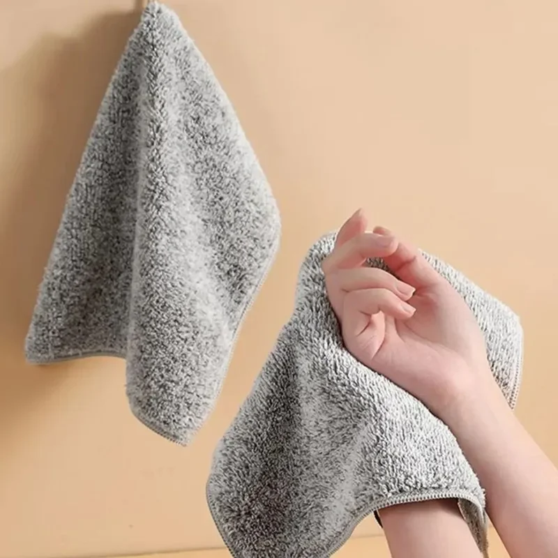 

5pcs - Household Japanese style thickened absorbent towel Bamboo charcoal fiber kitchen lazy cloth dishwashing cloth