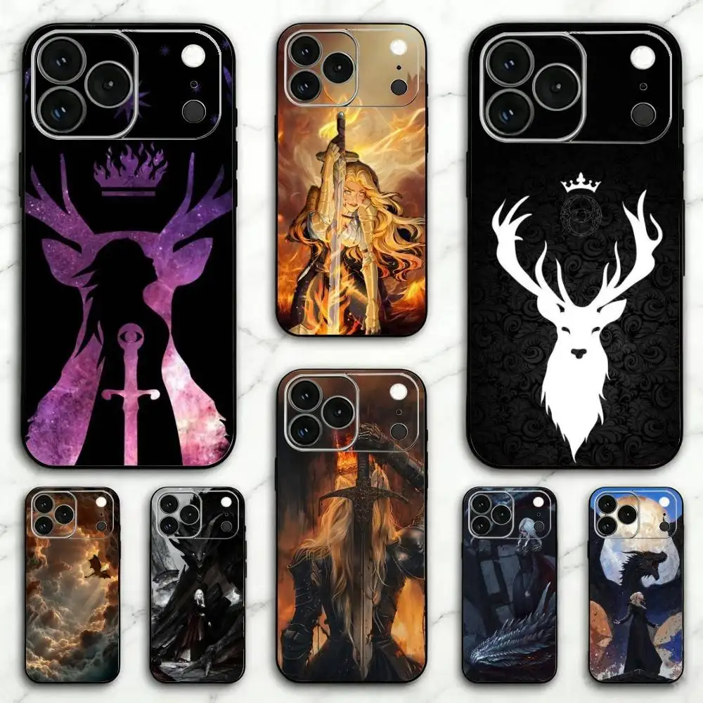 

T-Throne Of Glass Wear-resistant Phone Case For iPhone 17,16,15,14,13,12,11 Plus,Pro Max,XS,Soft Silicone Black Cover