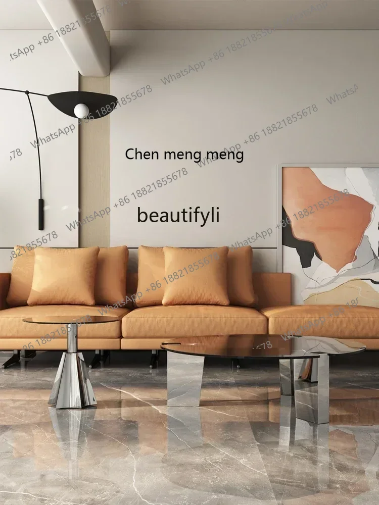 cn8350 LHY Round Tempered Glass Coffee Table Light Luxury Small Apartment Living Room Coffee Table Side Table CombinationCSS 861