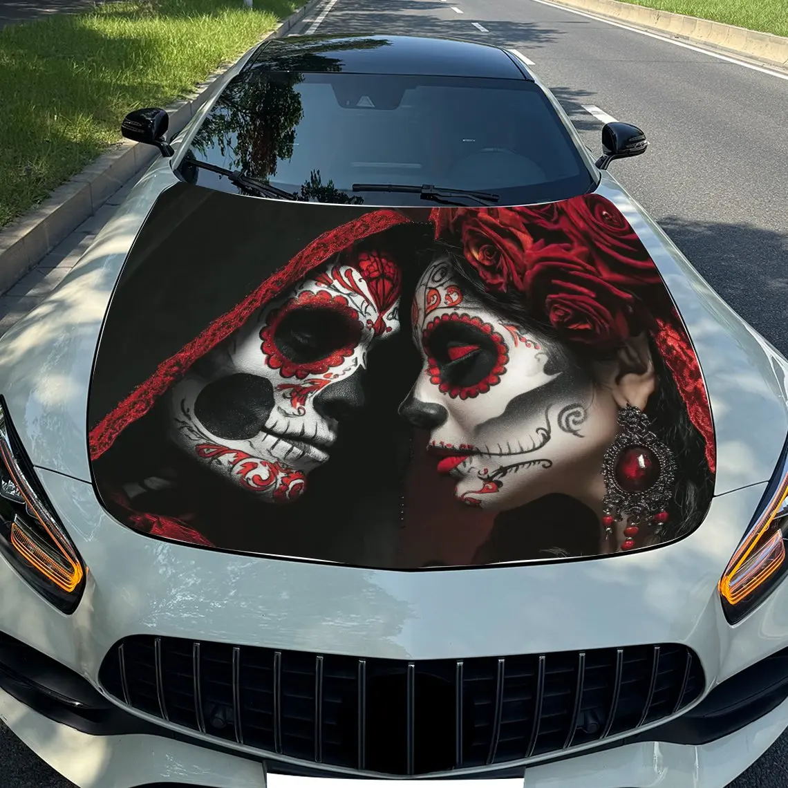 

Skeleton Woman Car Hood Wrap-Durable,Waterproof,And UV-Resistant PVC Sticker For Trucks,SUV,And Boats With Easy Installation And