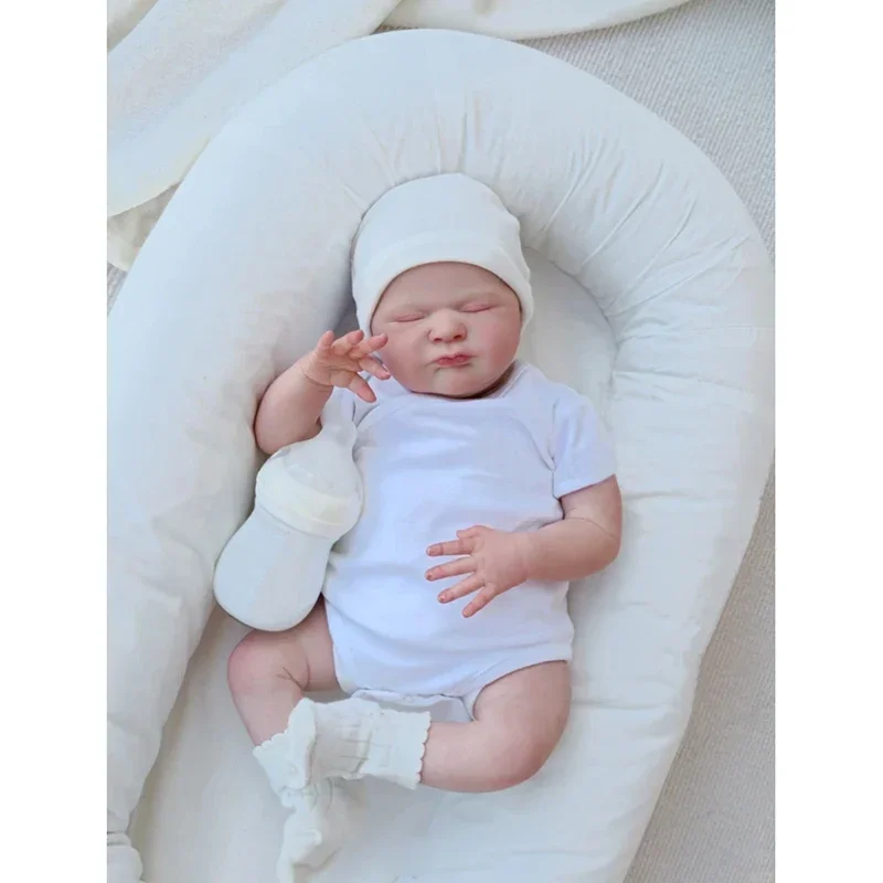 48CM Already Finished Reborn Baby Doll Max Sleeping Newborn Baby 3D Skin with Visible Veins Muñecas Bebés Reborn Same As Picture