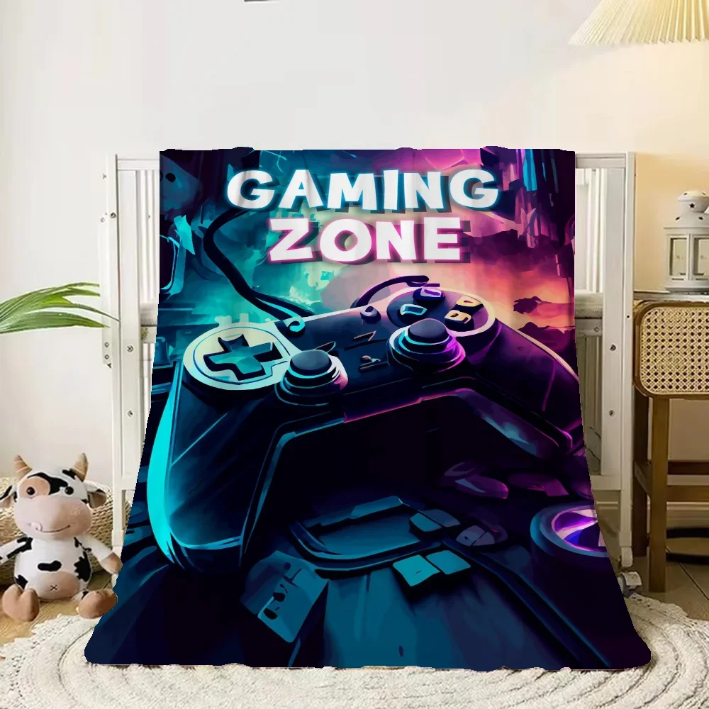 Play Station-ropa de cama de microfibra a cuadros de punto, mantas y mantas de lujo para sofá, manta personalizada de lujo hasta la rodilla