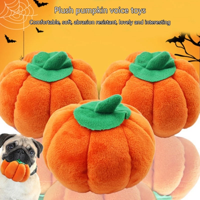 Juguete interactivo de peluche para perros pequeños y medianos, juguete con chirrido de felpa, calabaza bonita, reduce el aburrimiento y la ansiedad, P31B