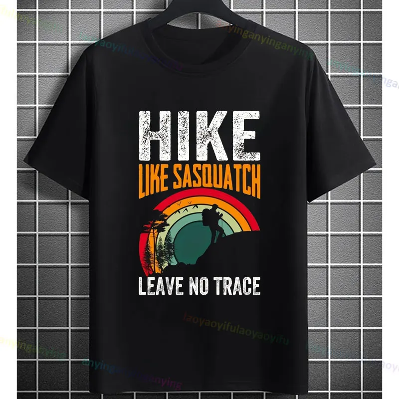 Men's Hike Like A Savage Graphic Printed T-Shirt Slogan Casual Short-sleev Pure Cotton Tshirts Ideal Gift for Hikers & Travelers