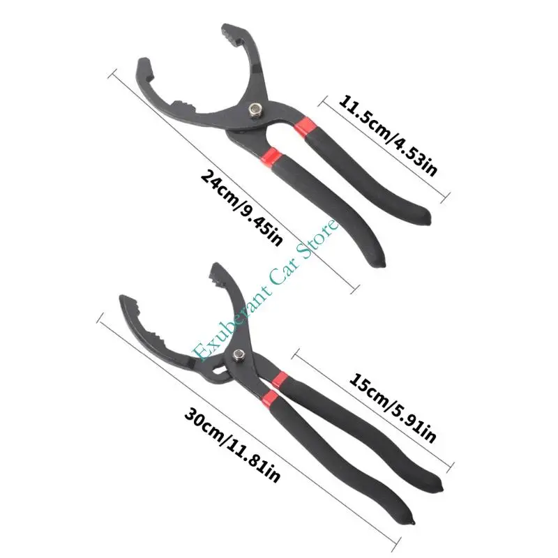Oil Change Filter Pliers Set, 2 Piece Curved Serrated Grip Wrench With Rubber Grip Handles and Two Length Design for Car 6