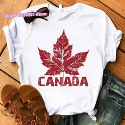 Fashion Canada Maple Leaf Flag Print Women T Shirt Short Sleeve Harajuku O Neck Loose Women Tshirt Ladies Tee Shirt Tops