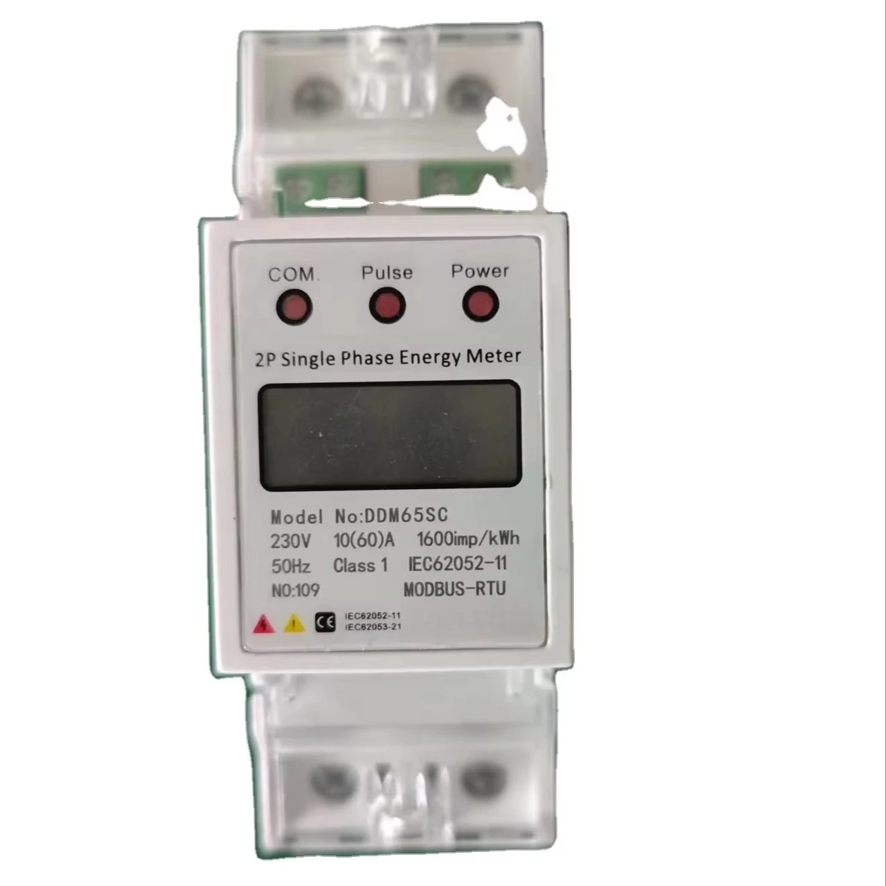 

Single Phase Remote Control with Internal Relay 2p Din Rail Energy Meter Bidirectional Meter U I P Measurement