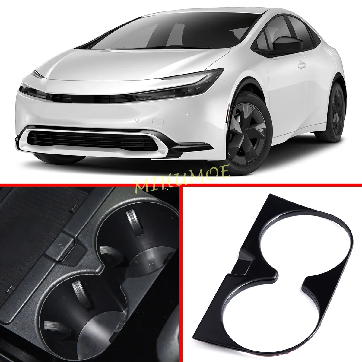 Portavasos negro brillante, cubierta envolvente para Toyota Prius / Prius Prime 2023 2024 2025, accesorios para coche