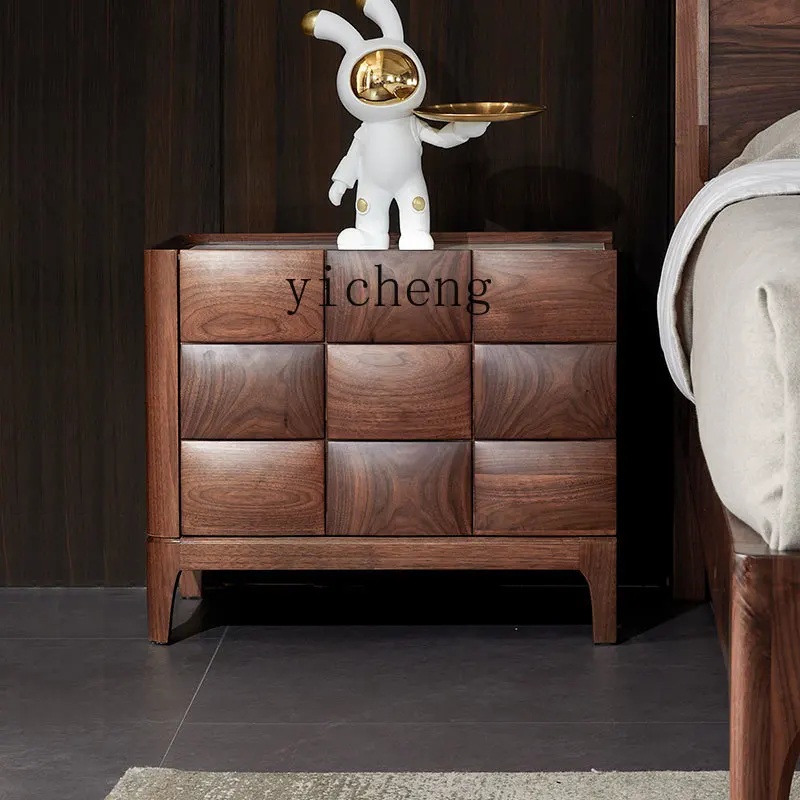 

XL Bedside Table Italian Style Light Luxury Storage Cabinet Bedroom Storage Rock Slab Bedside Cabinet