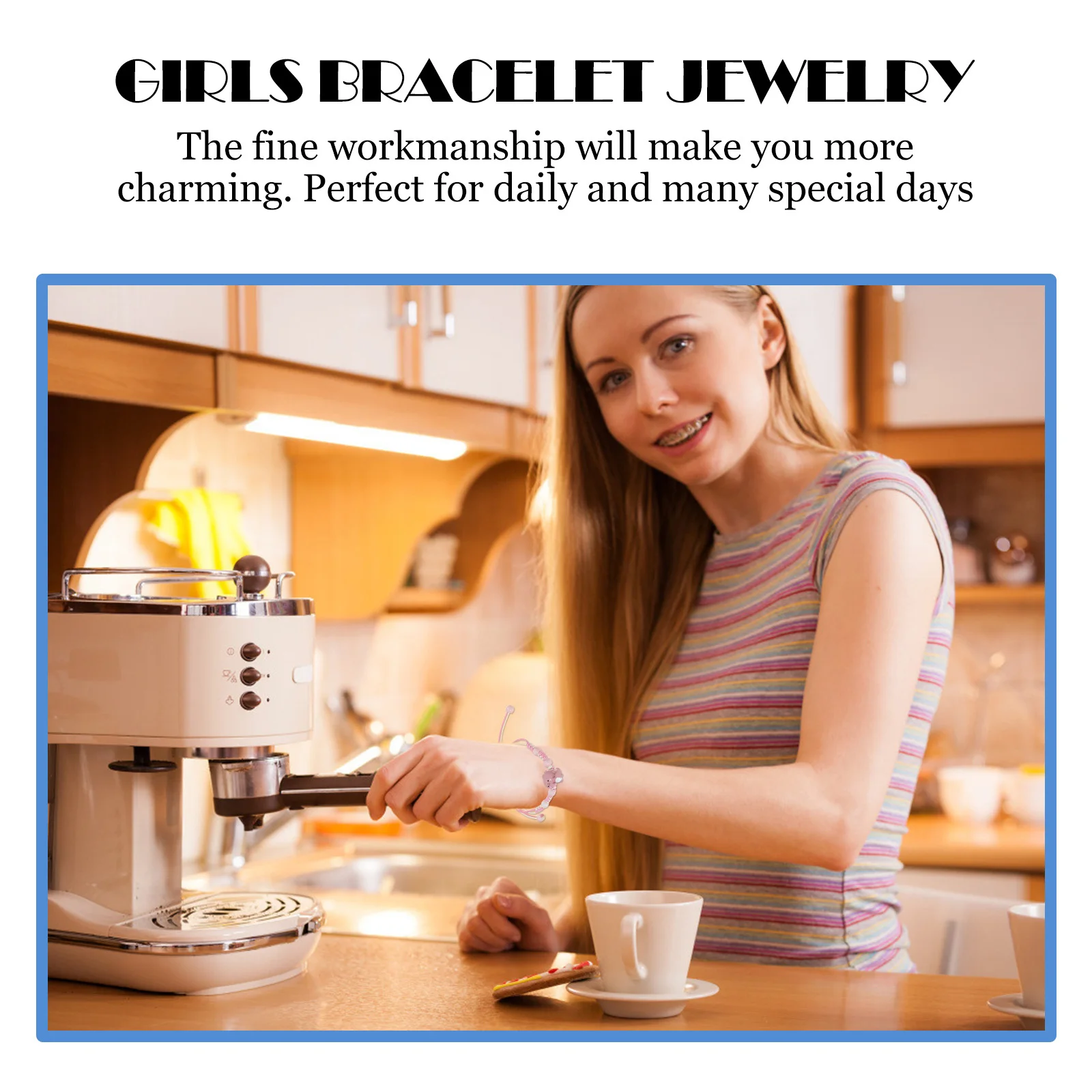 

4Pcs Girls Bracelet Jewelry Set Adorable Ceramic Beaded Dinosaurs Bracelets Adjustable Fashion Accessory Gift for Kids Lovers