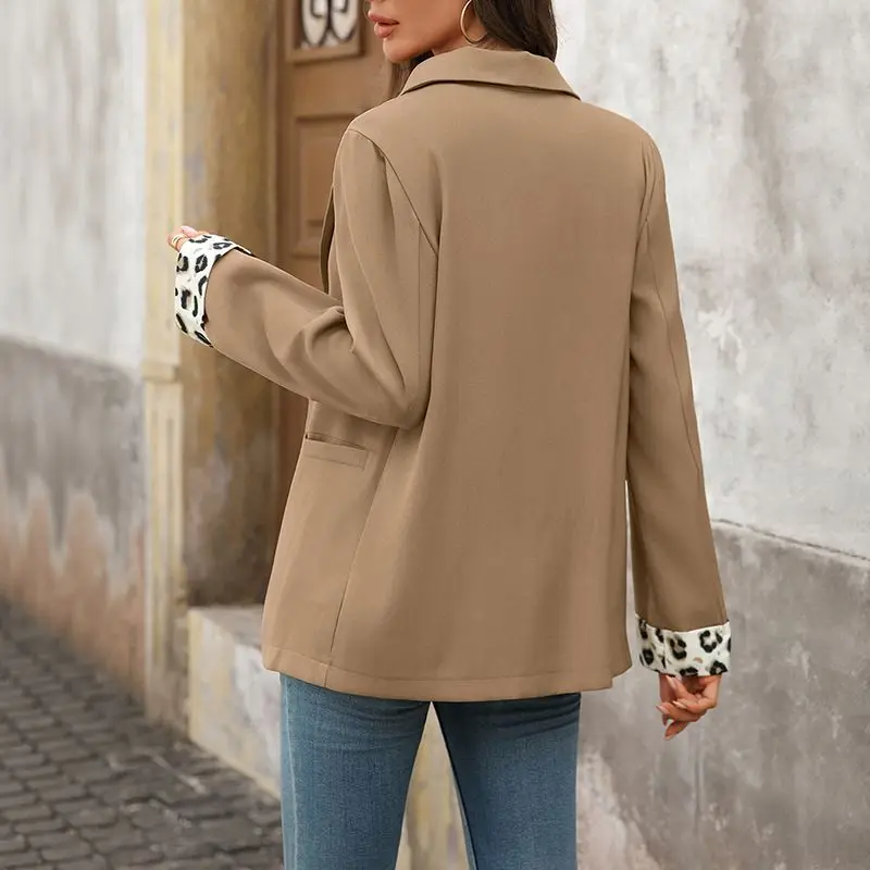 

Leopard-print Patchwork Business Suit Jacket