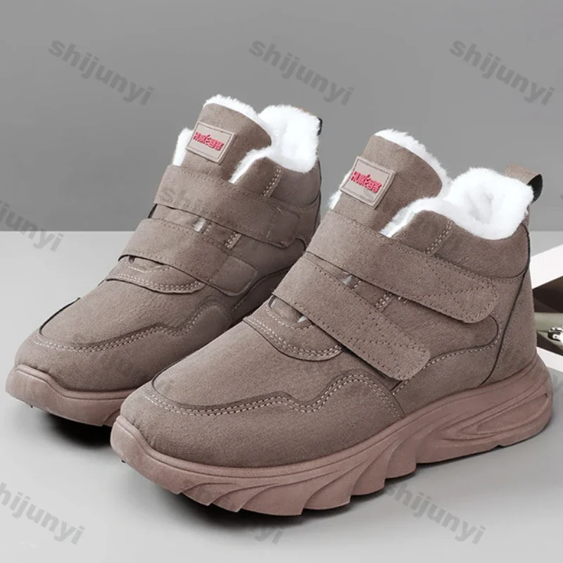 Women Winter Plush Platform Warm Casual Shoes Female Fashion Warm Cotton Shoes Ladies Lightweight Non-slip Slip on Ankle Boots