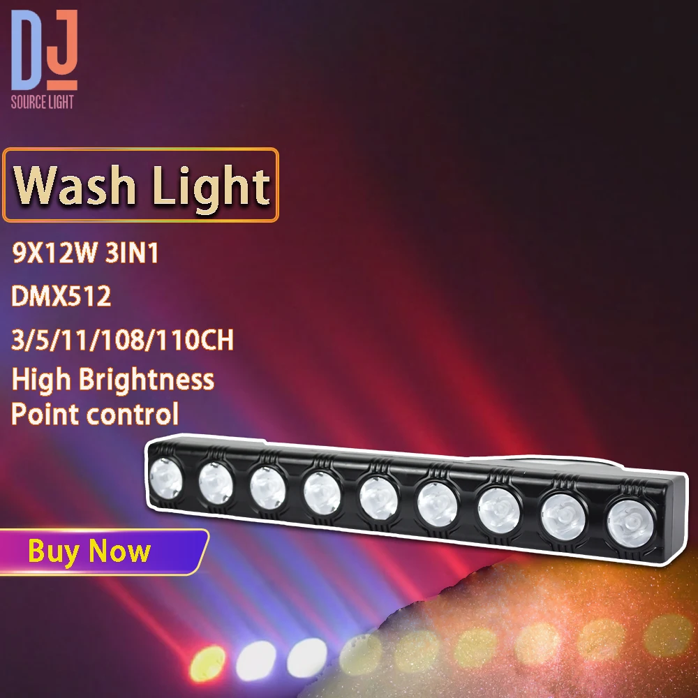 

2024 9X12W LED RGB Wash Light High Brightness Bar Lights Horse Racing Dyeing Beam Effect DMX512 For DJ Disco Party Club Show