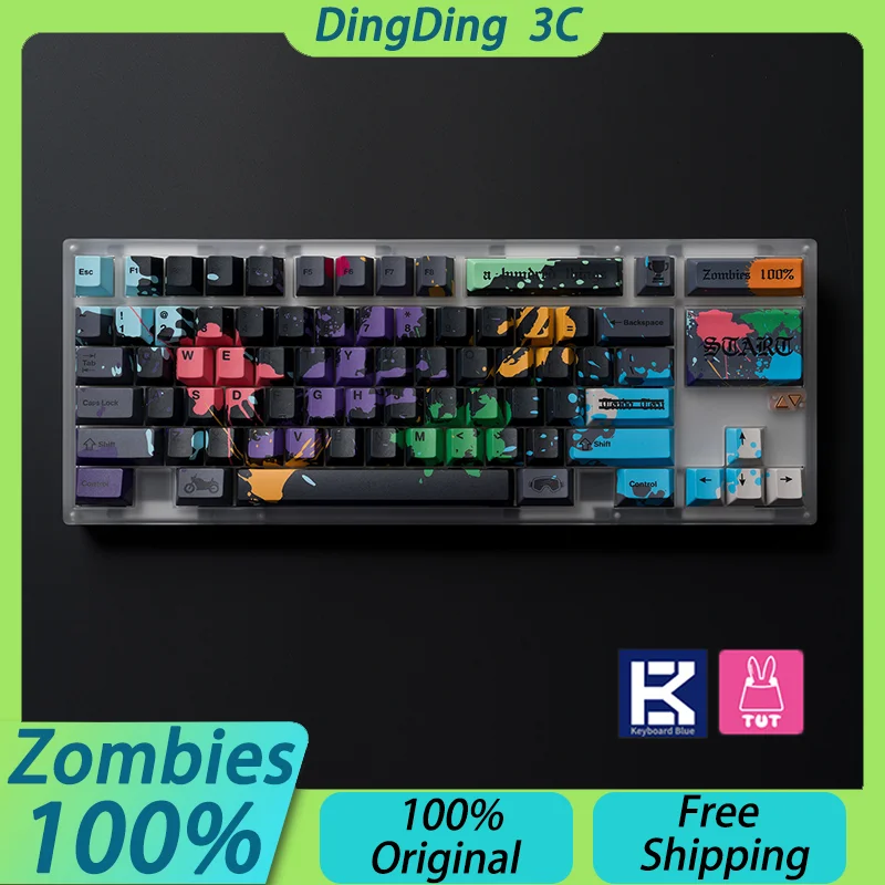 

Клавиатура Blue Zom 100, колпачки для клавиш на заказ, клавиши зомби 100% PBT с термосублимационной печатью, колпачки для клавиш высотой вишни, аниме, граффити, Стильный ПК, сделай сам