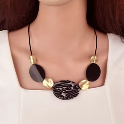 Fashion OL Geometric Acrylic Pendants Necklaces for Women Daily Wear Vintage Jewelry Gifts