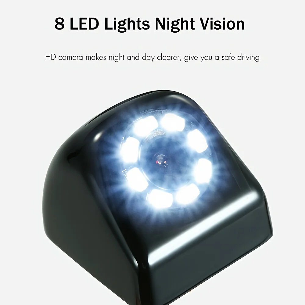كاميرا رؤية خلفية عالمية عالية الدقة مجهزة بـ 8 مصابيح LED، كاميرا احتياطية للرؤية الأمامية/الخلفية/اليسار/اليمين للمركبات، رؤية ليلية #4