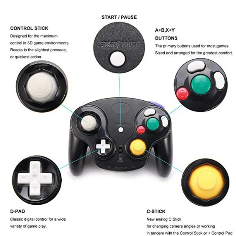 NGC Wireless Controller NGC Game Console Controller NGC 2.4G Controller Compatible with Wii 5 Colors